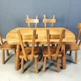 Ensemble de salle à manger brutaliste, années 1960