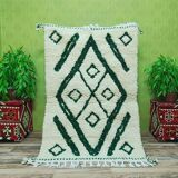 Handmade traditional beni ourain rug with green patterns 150/250 cm