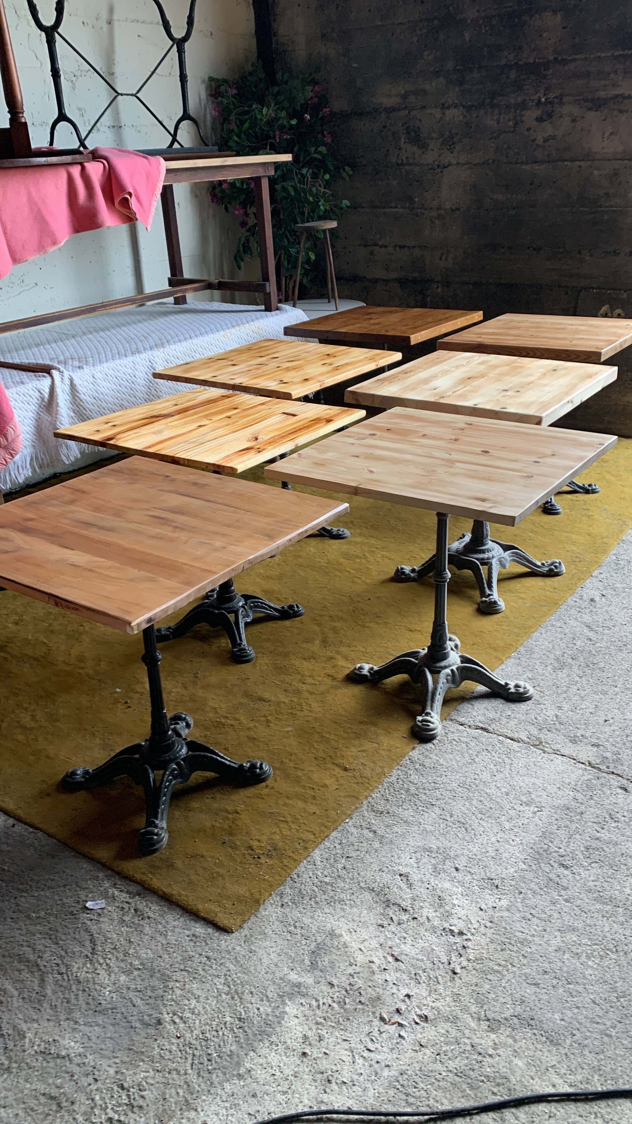 Raw wood bistro table