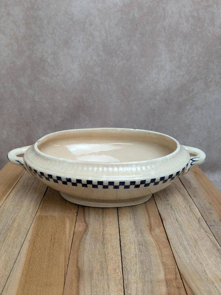 Iron Earth vegetable dish Salins model Old Checkerboard