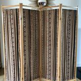 Screen in beech wood and vintage fabrics 1970s