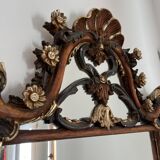 Mirror with Colourful Carved Floral Decor , Italy, 20th Century