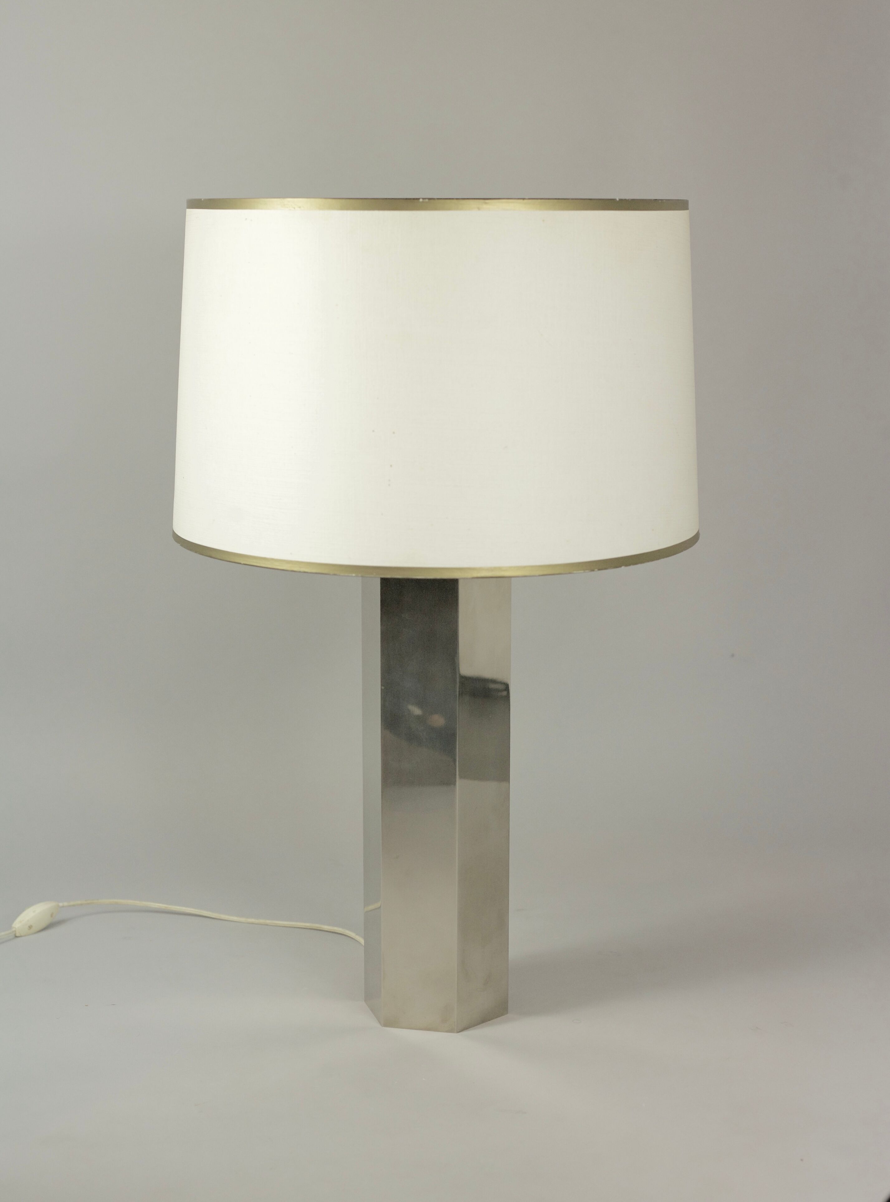 Hexagonal lamp in chromed steel France circa 1970