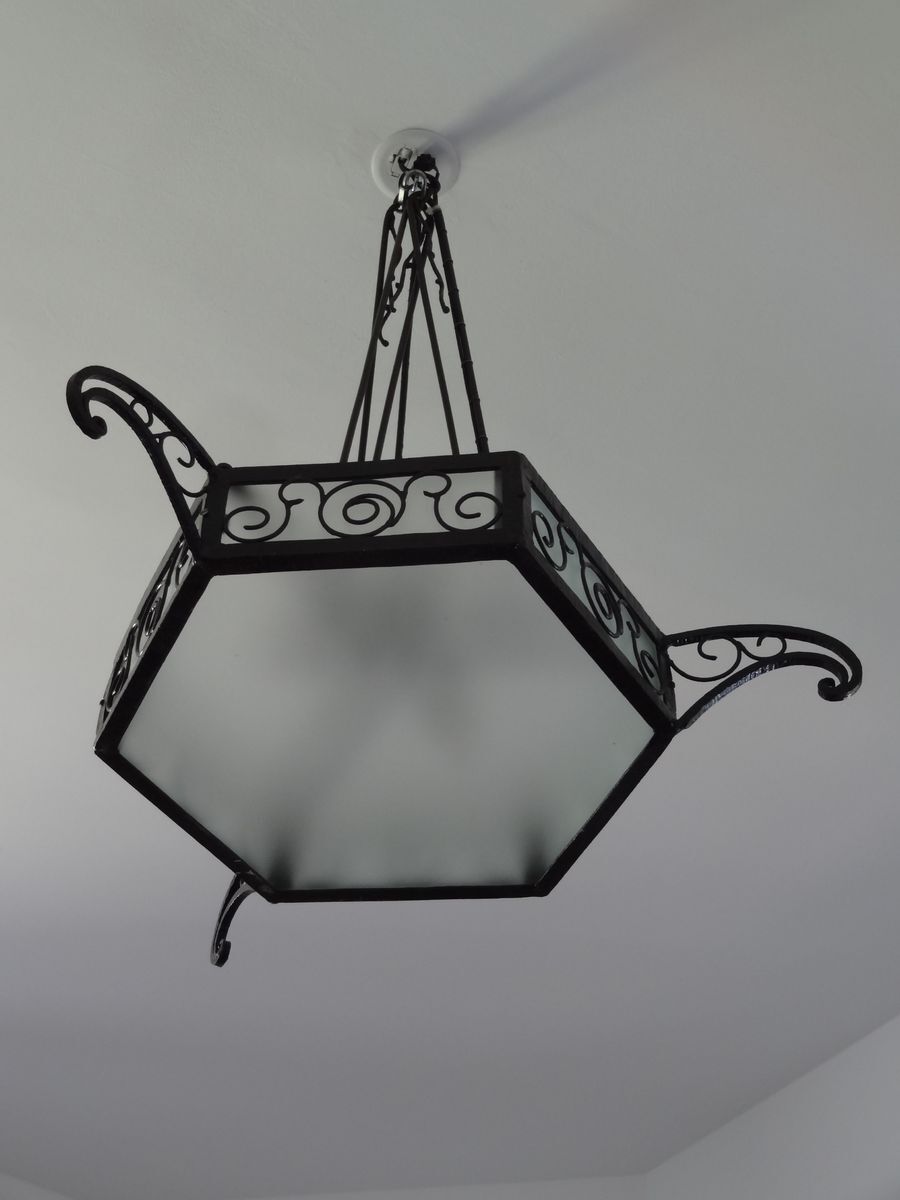 Lustre art déco en fer forgé