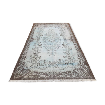 Tapis vintage en laine Oushak, référence v992.