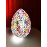 Small Murano-Style Glass Egg Lamp with Multicoloured Floral Decoration