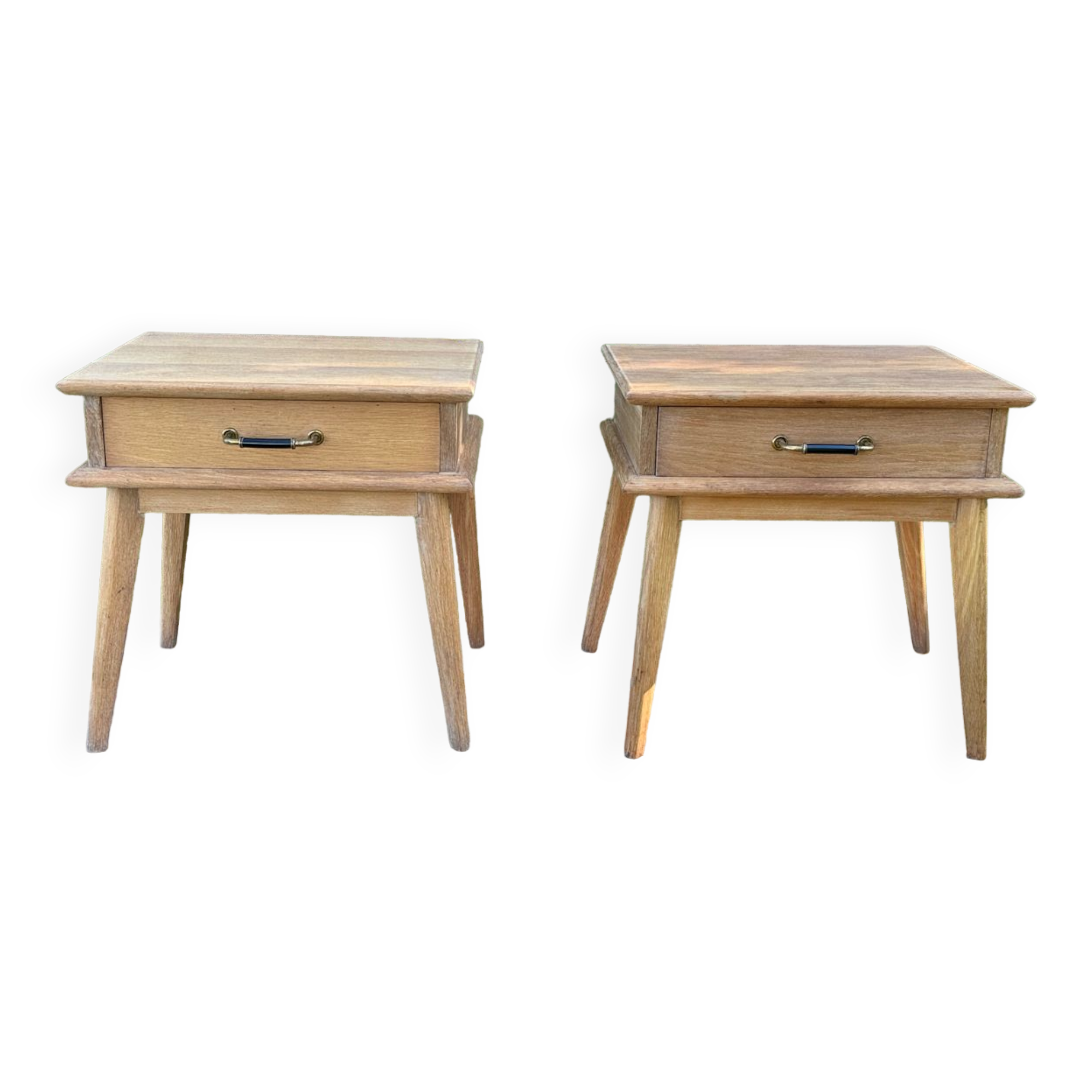 Vintage bedside tables with compass feet