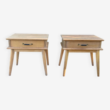 Vintage bedside tables with compass feet