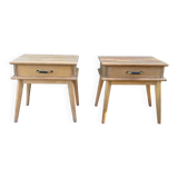 Vintage bedside tables with compass feet