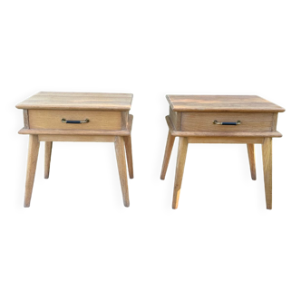 Vintage bedside tables with compass feet