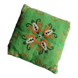 Vintage canvas embroidered cushion