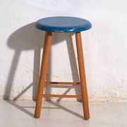 Antique wooden stool with a round seat – Central Europe, around 1950