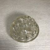 Pair Old Vase Pique Flowers VMC Glass Molded 70s Made In France Vintage