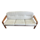 Scandinavian bench in solid teak and leather 1970