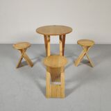 Table set - 3 Roger Tallon 1970s folding stools