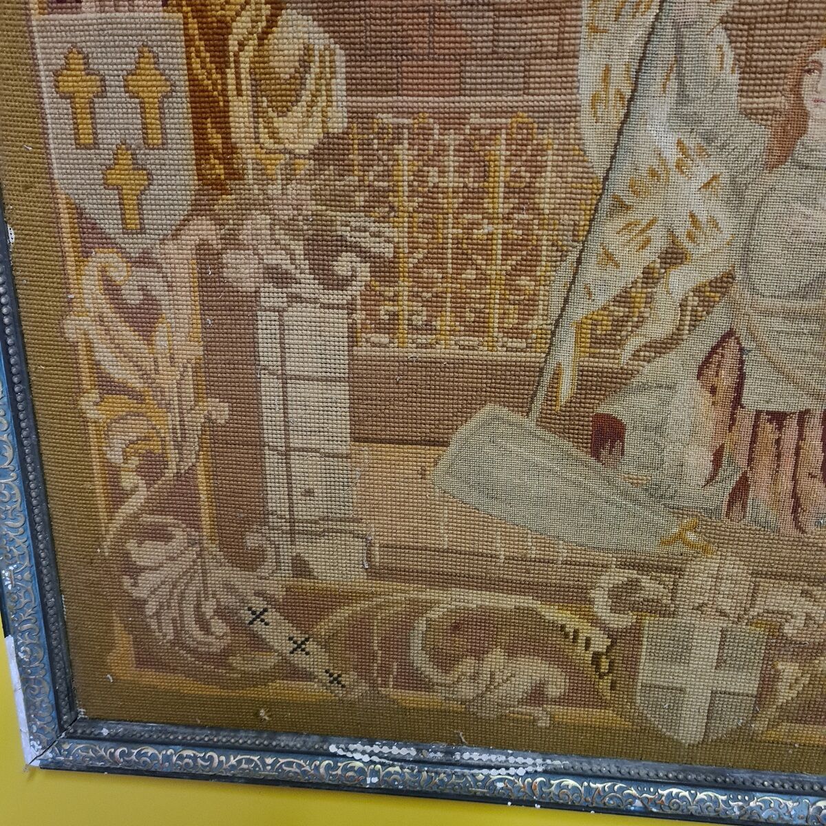 Antique french tapestry joan of arc, early 19th century