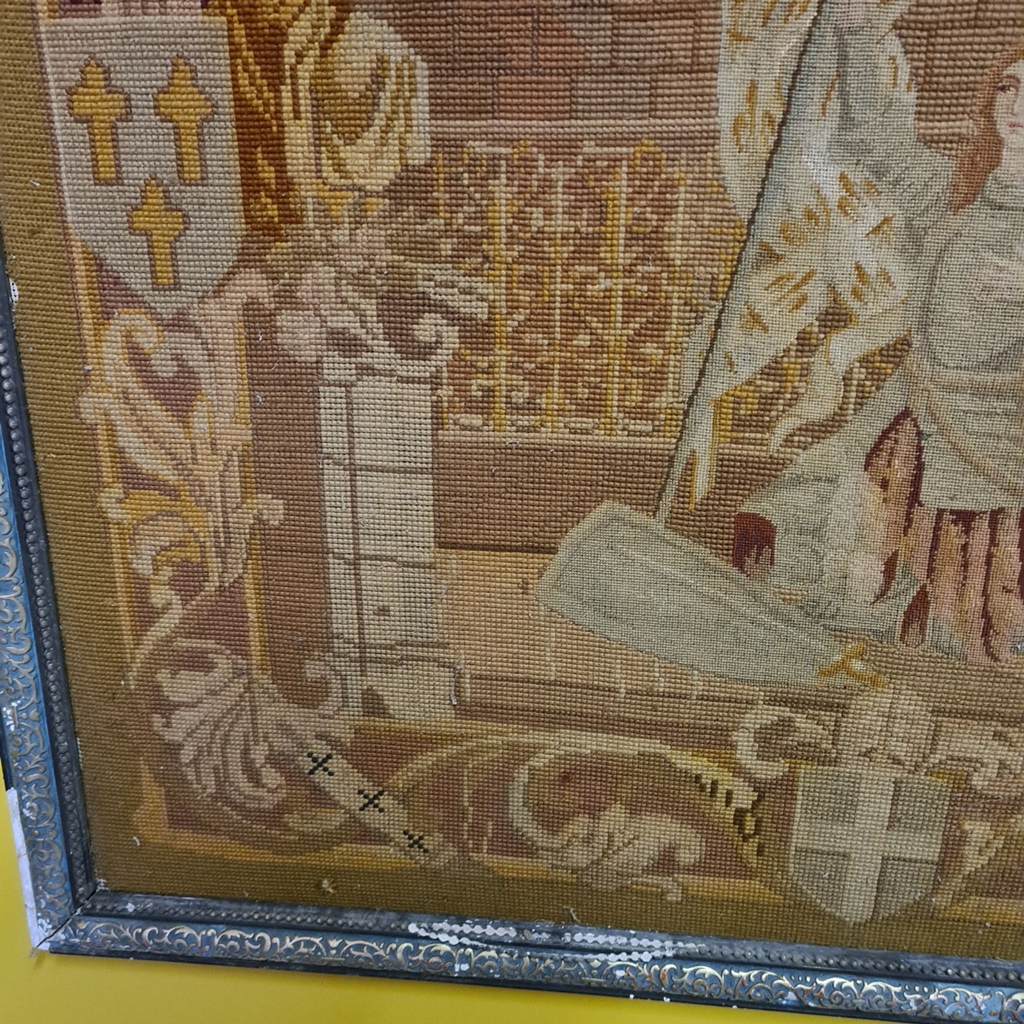 Antique french tapestry joan of arc, early 19th century