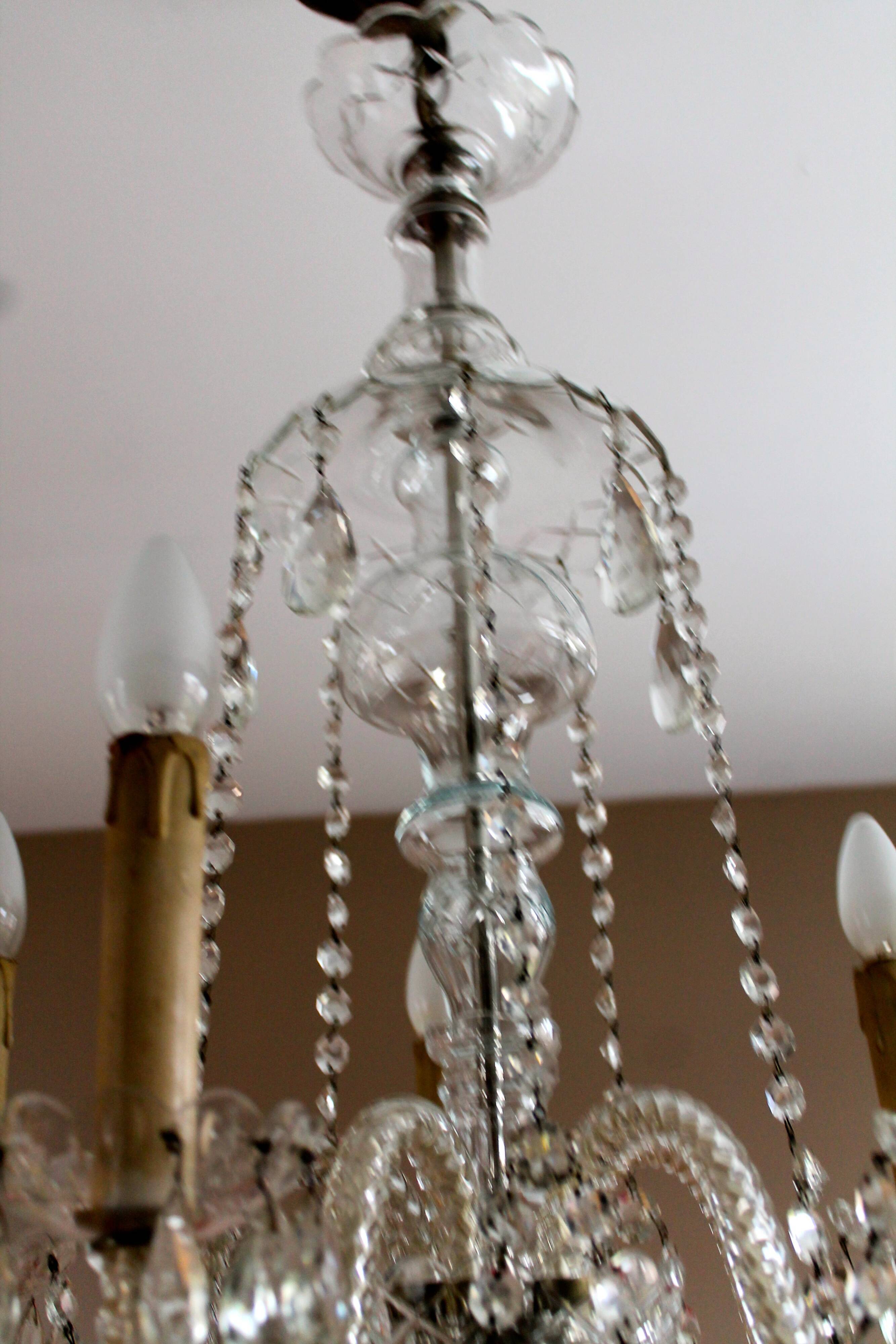 5 lights crystal pendant chandelier from Czechoslovakia