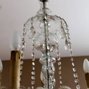 Lustre à pampilles 5 feux en cristal de Tchécoslovaquie