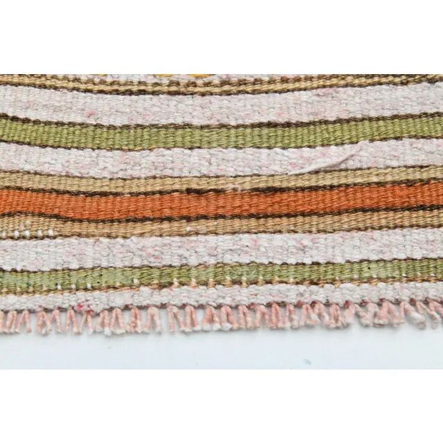 Tapis turc Oushak fait main en laine et coton orange des années 1970 137x194