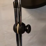 Vintage adjustable desk lamp in black metal and chrome, 1950s-70s.