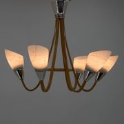 Mid-Century Wood & Glass Chandelier by Dřevo Humpolec, 1960s