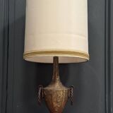 Lampe brutaliste 1970 en métal doré avec anneaux
