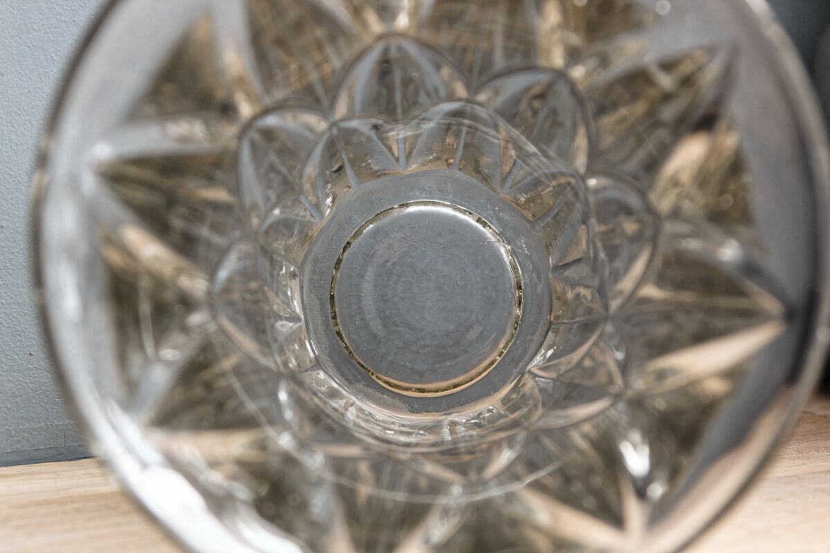 Vase art déco transparent en verre