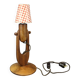 Mid-century adjustable wooden table lamp with checked shade, Czechoslovakia