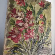 Tableau vintage fleurs au couteau
