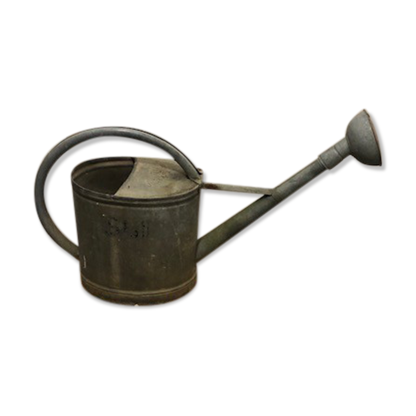 Vintage zinc watering can, copper apple