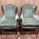 Pair of Louis XVI style wingback armchairs