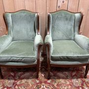 Pair of Louis XVI style wingback armchairs