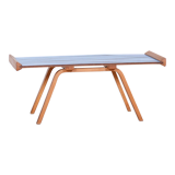 Midcentury side table, beech, czechia, 1950s
