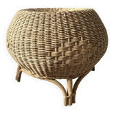Pouf rotin osier vintage