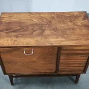 1960s Danish Modern Beech Wood Bar Cabinet with Tambour Door
