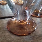 8 faceted amber stemmed glasses – French glassware 1950-1960