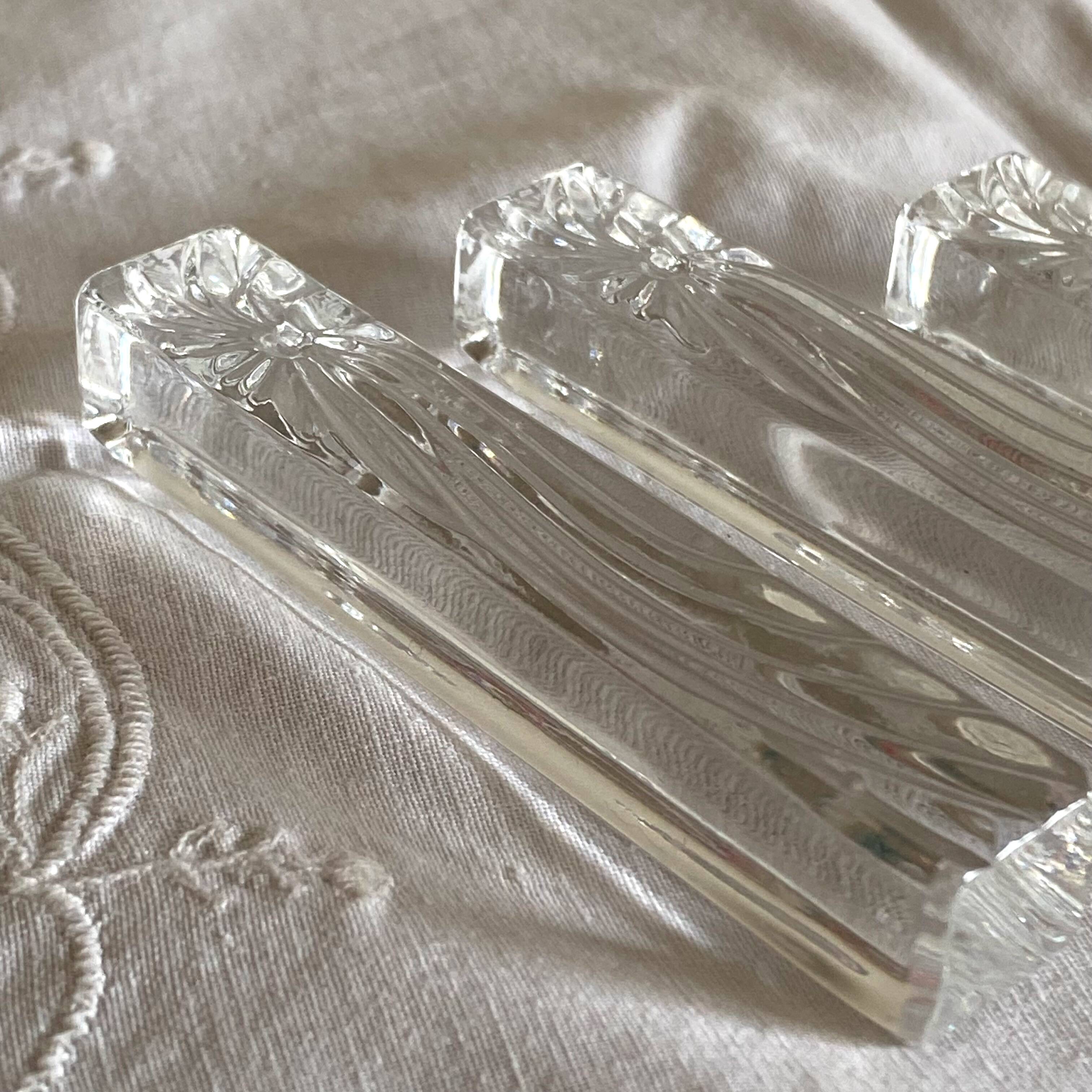 Set of 6 antique Baccarat crystal knife rests, vintage tableware