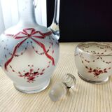 Antique frosted glass nightstand Hand-painted decor