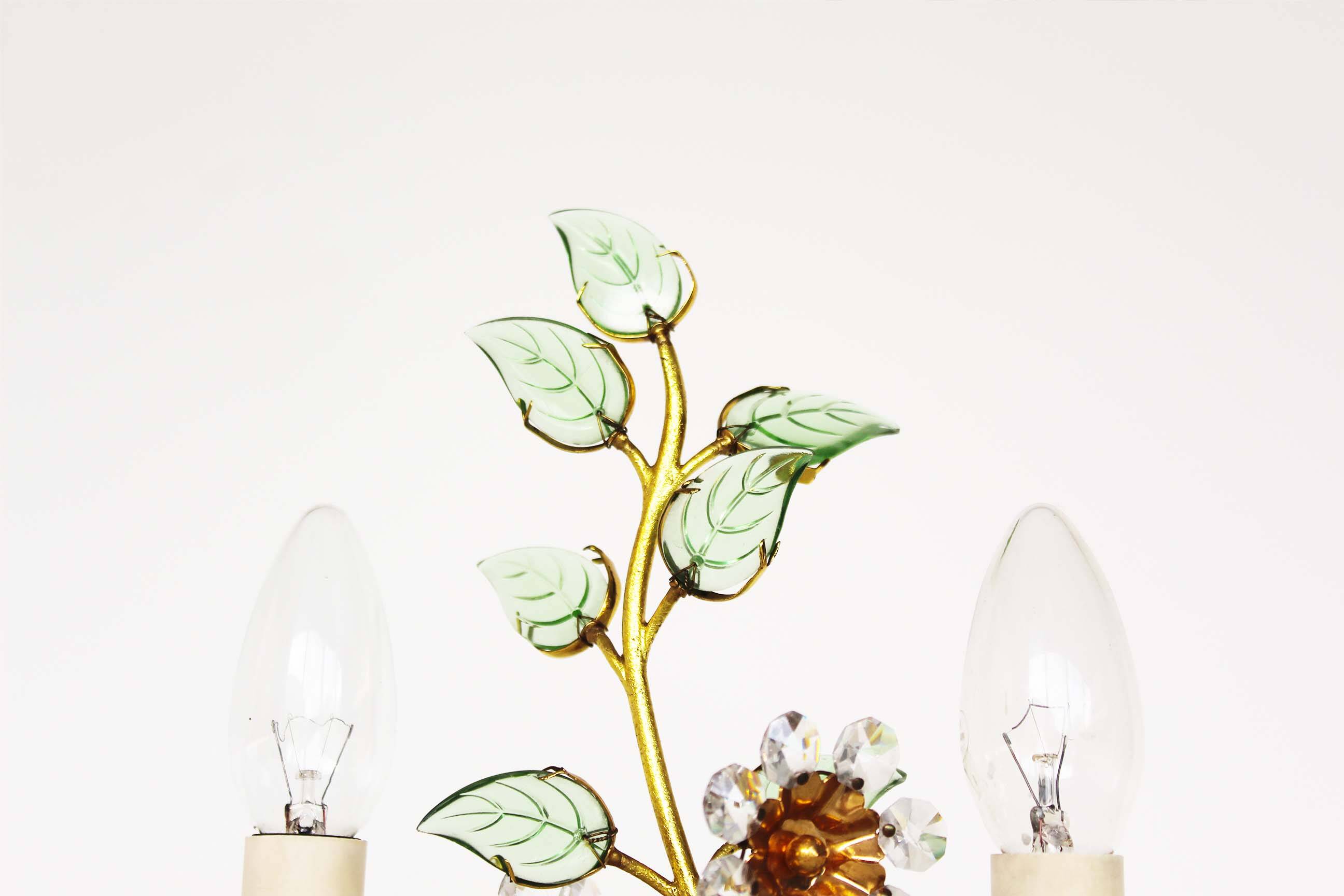 Incredible large gilt and crystal Floral table lamp by Palwa