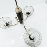 See Delmas chandelier, 3 arms, black and gold, clear glass, 1960