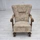 1960s, Danish armchair, beige/brown furniture fabric, carved oak wood.