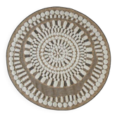 Tapis rond en jute à motifs en relief blanc