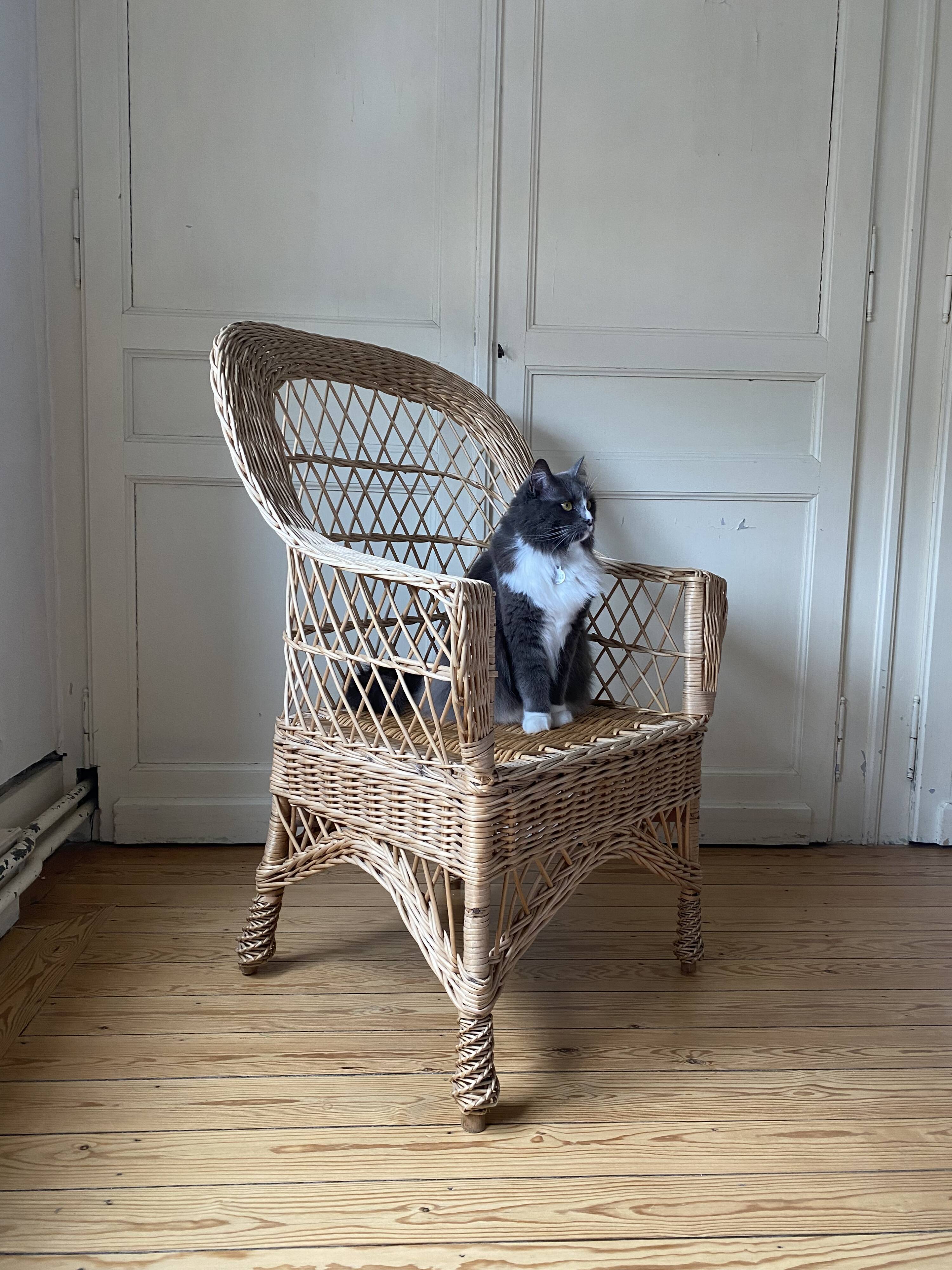 "Abuela" high back wicker armchair