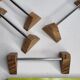 Set of four vintage metal and wood knife holders