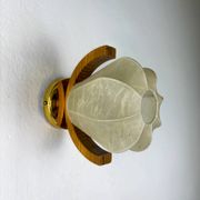 Pair of pear-shaped "Cocoon" wall sconces, resin and pine wood, Italy, 1970s