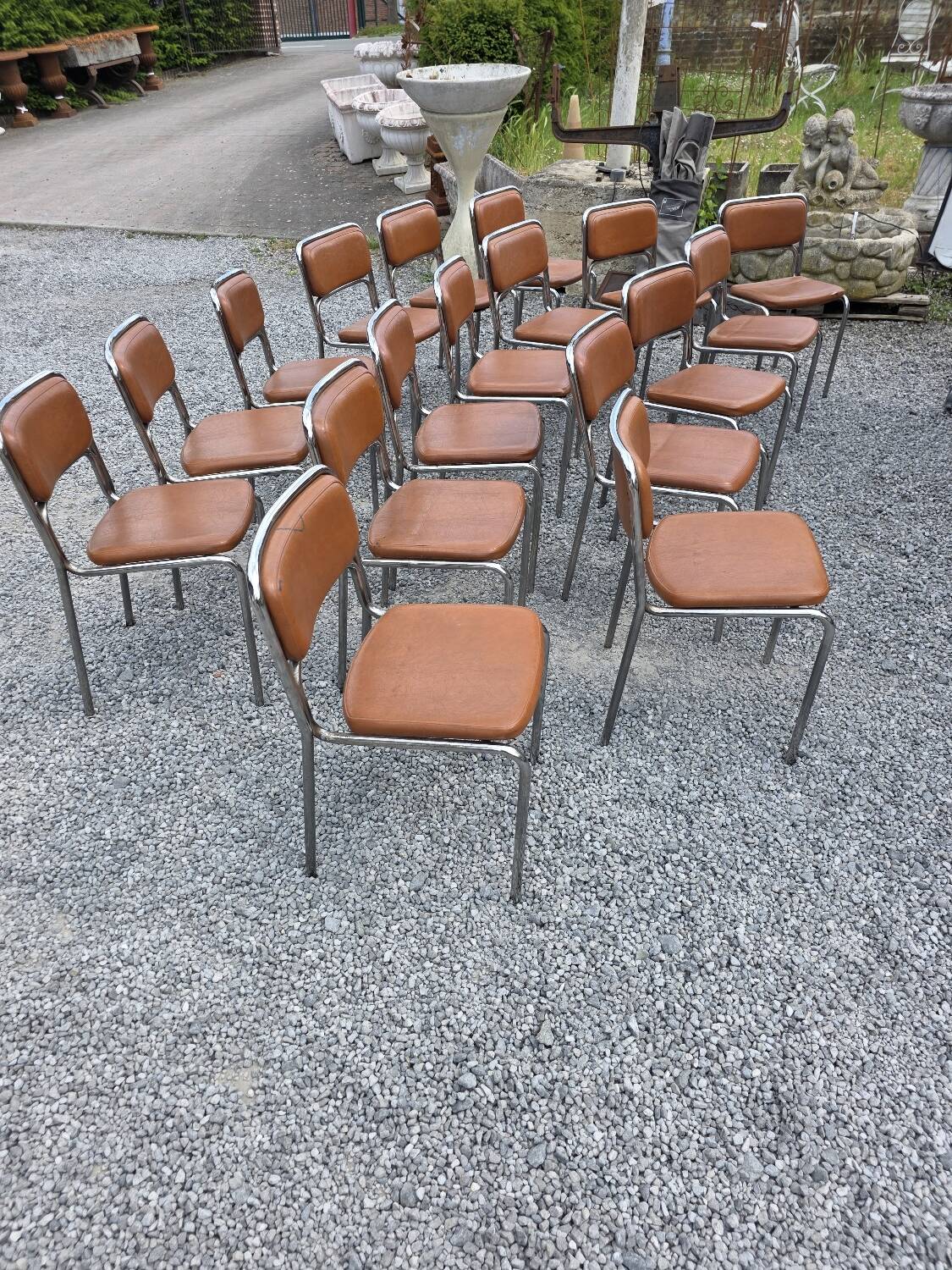 17 chrome metal bistro chairs from the 70s