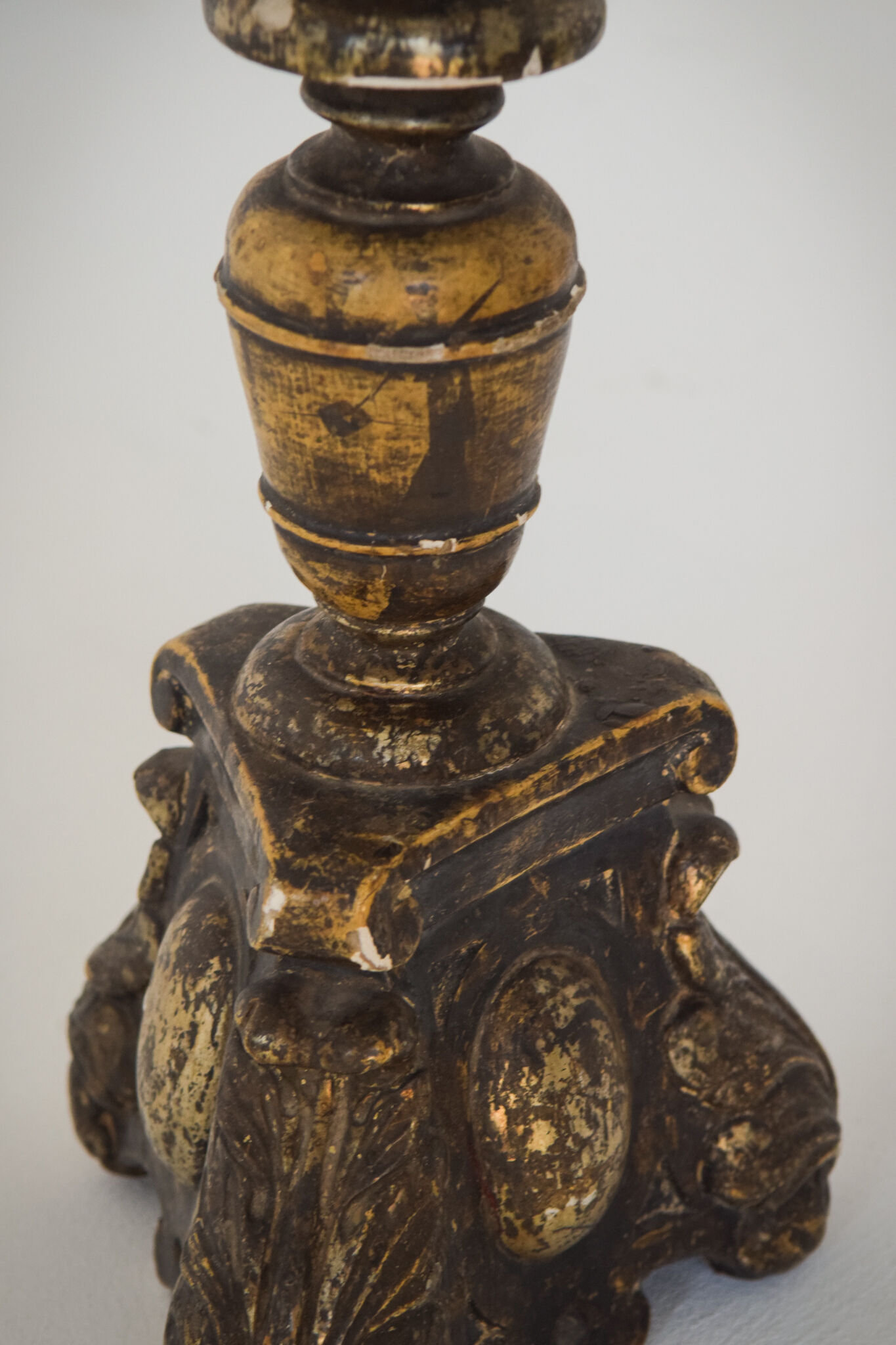 18th Century Gilded Wood Candlestick