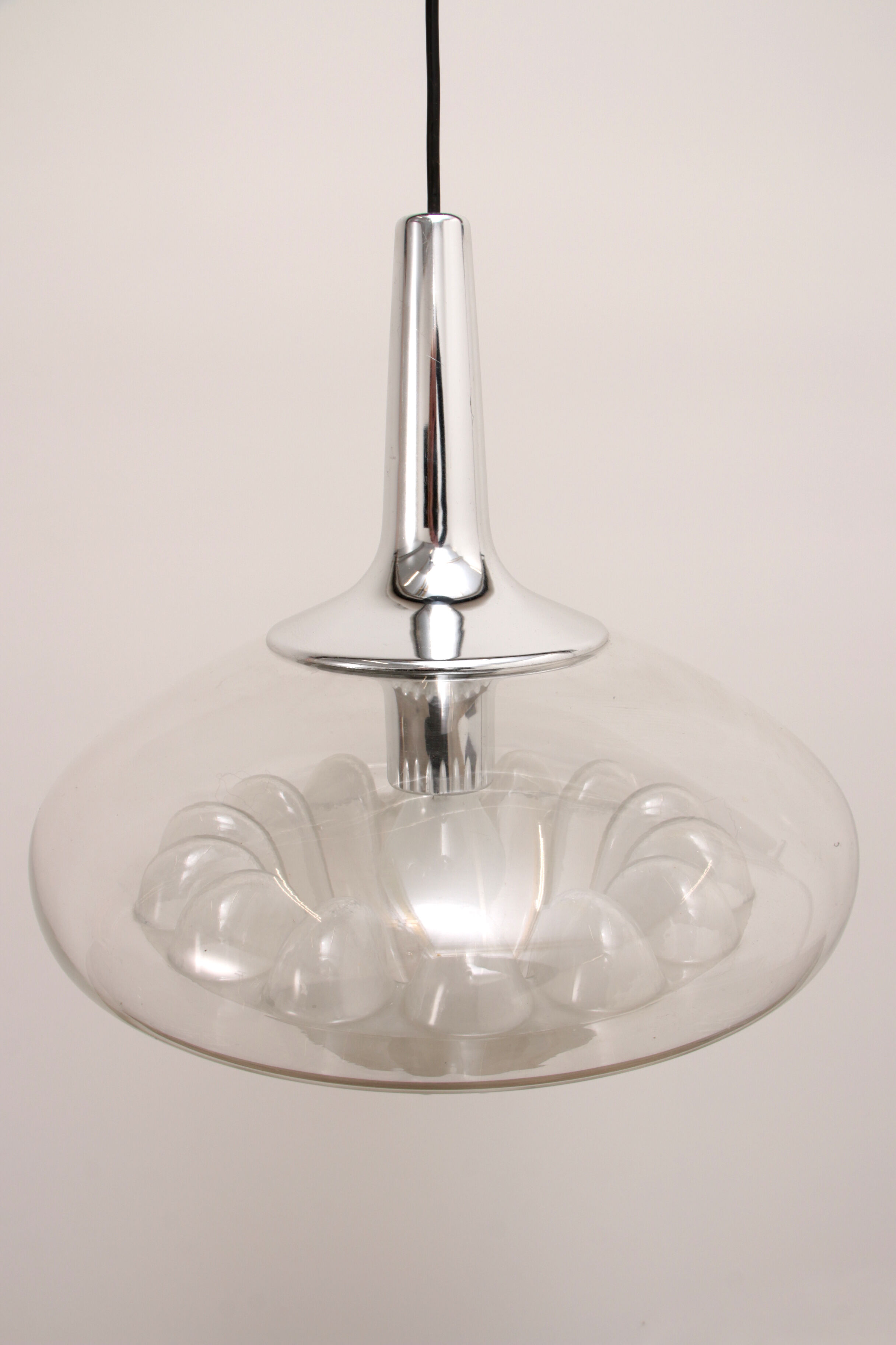 Vintage glass hanging lamp by Peill & Putzler, 1960