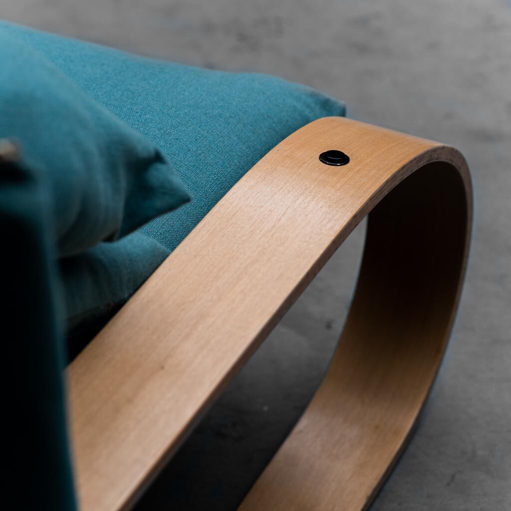 2 seater sofa in blue fabric 1970